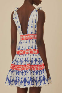 Robe courte Graphic Fishes en coton - Bleu