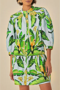 Robe courte Feuillage d'été en coton - Vert