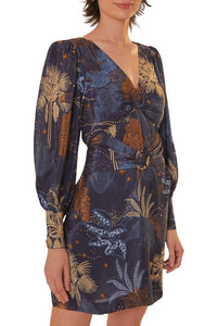 Robe courte Jungle nocturne - Bleu