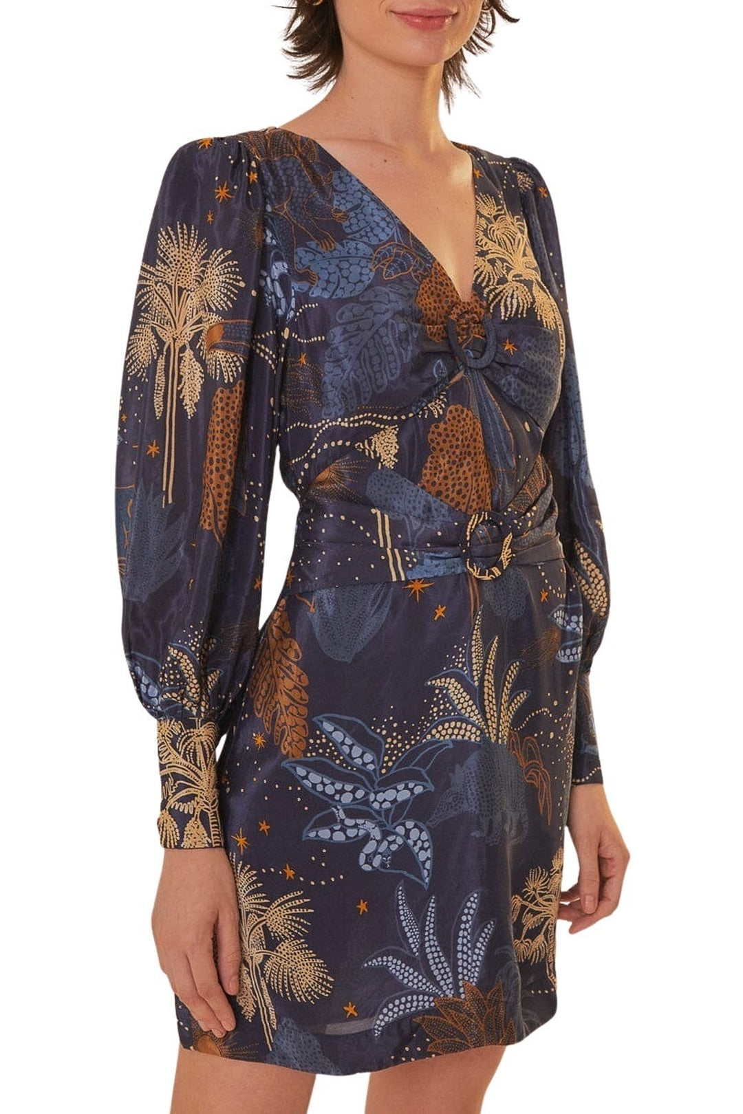 Robe courte Jungle nocturne - Bleu