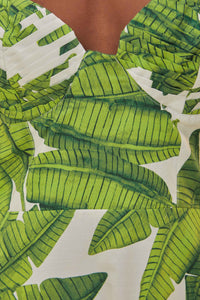 Robe longue Palm Fan en coton - Vert