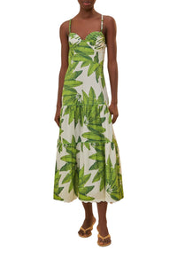 Robe longue Palm Fan en coton - Vert