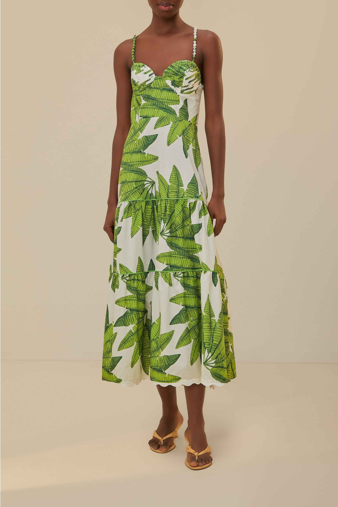 Robe longue Palm Fan en coton - Vert