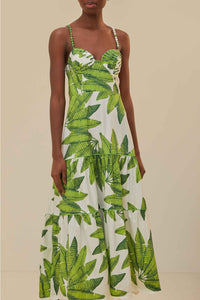 Robe longue Palm Fan en coton - Vert