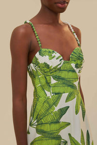 Robe longue Palm Fan en coton - Vert