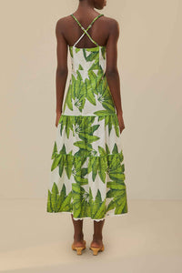 Robe longue Palm Fan en coton - Vert