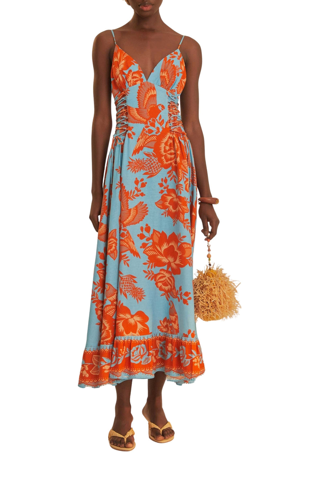 Robe longue Jardin de dentelle en lin - Orange