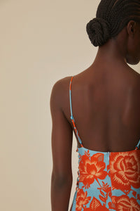 Robe longue Jardin de dentelle en lin - Orange