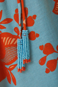Robe longue Jardin de dentelle en lin - Orange