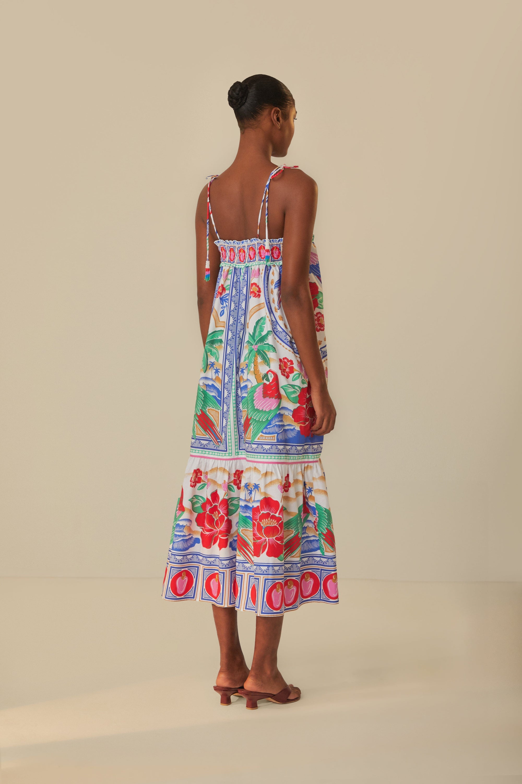 Robe longue Fleurs des plages en coton - Rouge