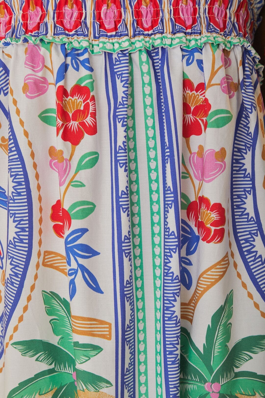 Robe longue Fleurs des plages en coton - Rouge
