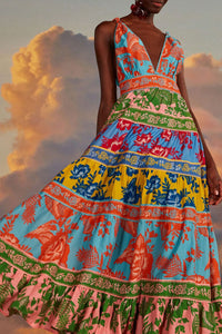 Robe longue Jardin en dentelle en coton - Multicolore