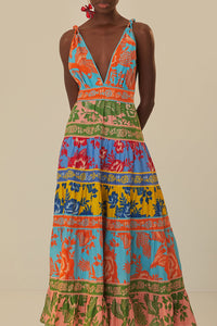 Robe longue Jardin en dentelle en coton - Multicolore