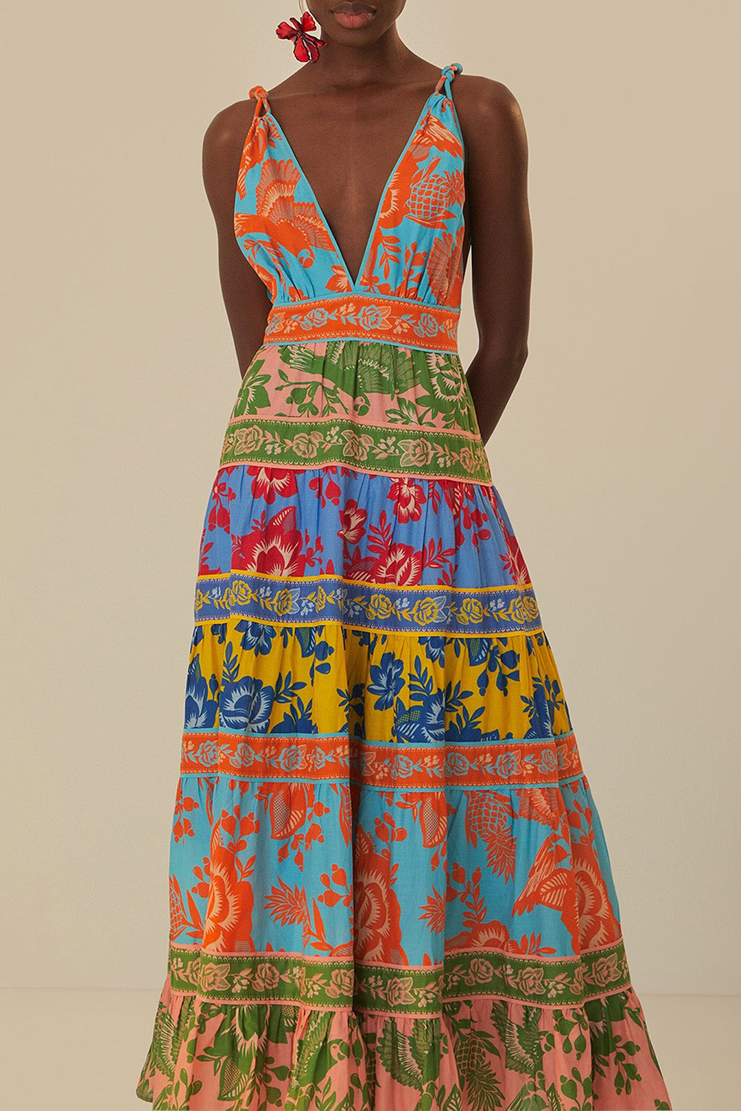 Robe longue Jardin en dentelle en coton - Multicolore