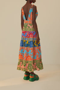 Robe longue Jardin en dentelle en coton - Multicolore