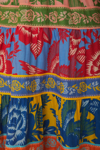 Robe longue Jardin en dentelle en coton - Multicolore