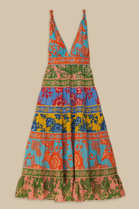 Robe longue Jardin en dentelle en coton - Multicolore