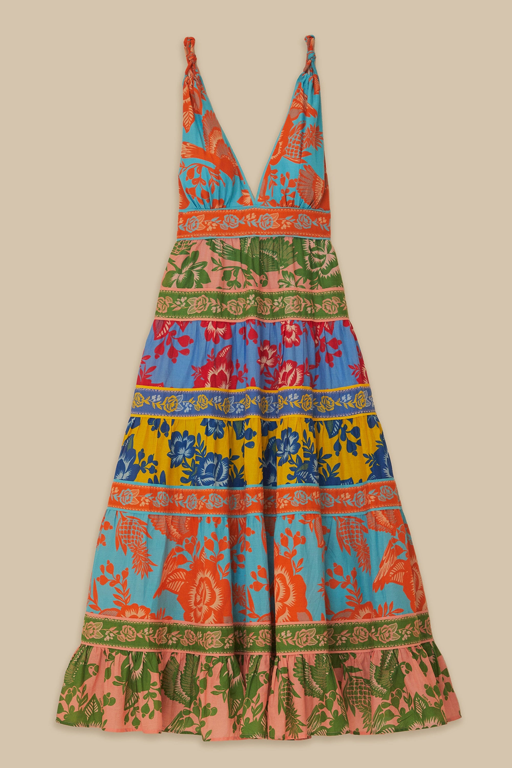 Robe longue Jardin en dentelle en coton - Multicolore