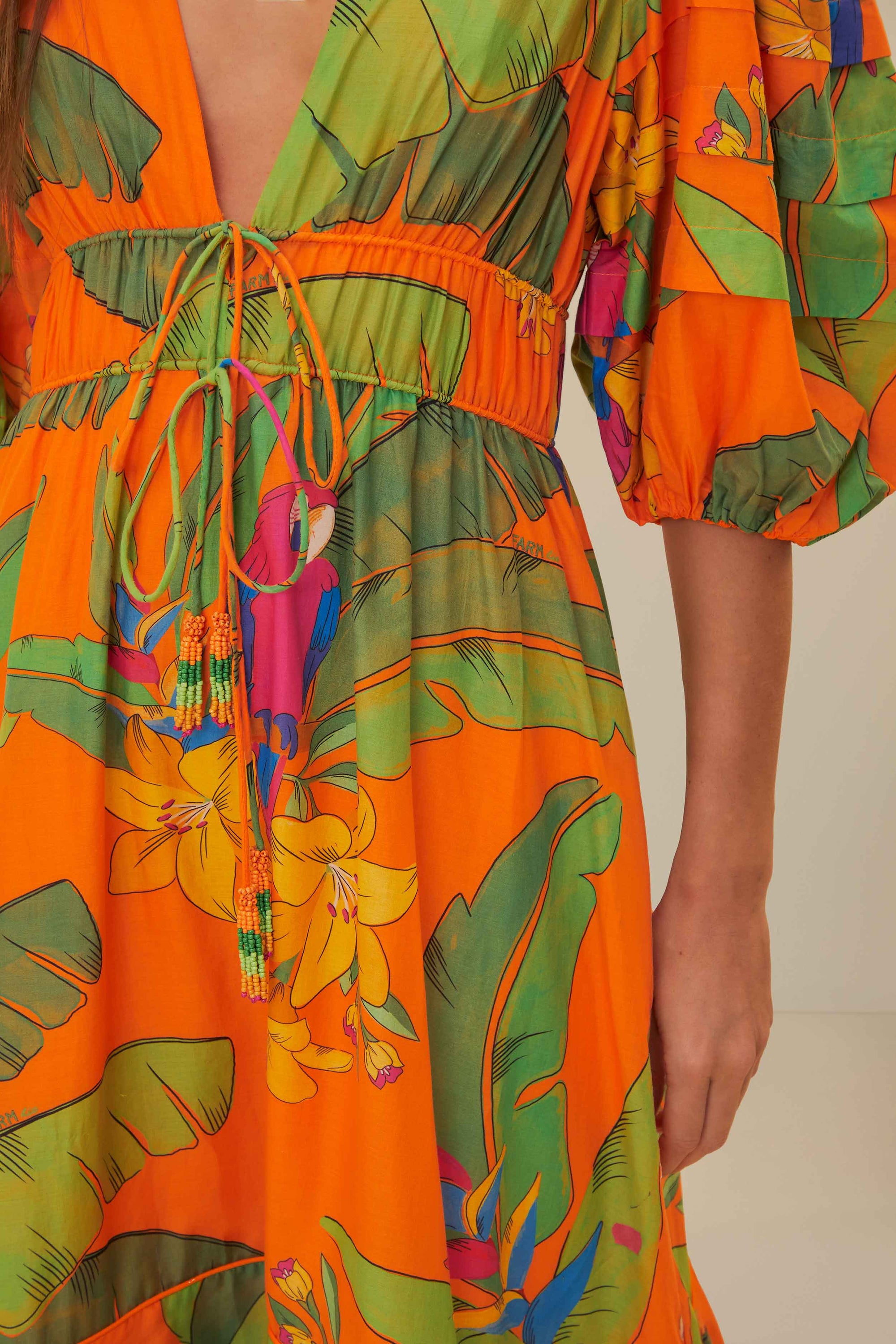 Robe longue Fresh Macaws en coton - Orange