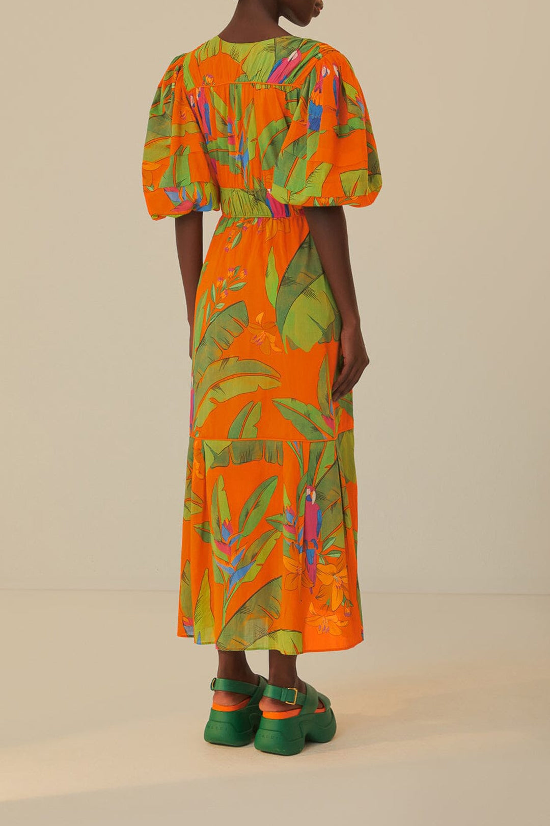 Robe longue Fresh Macaws en coton - Orange