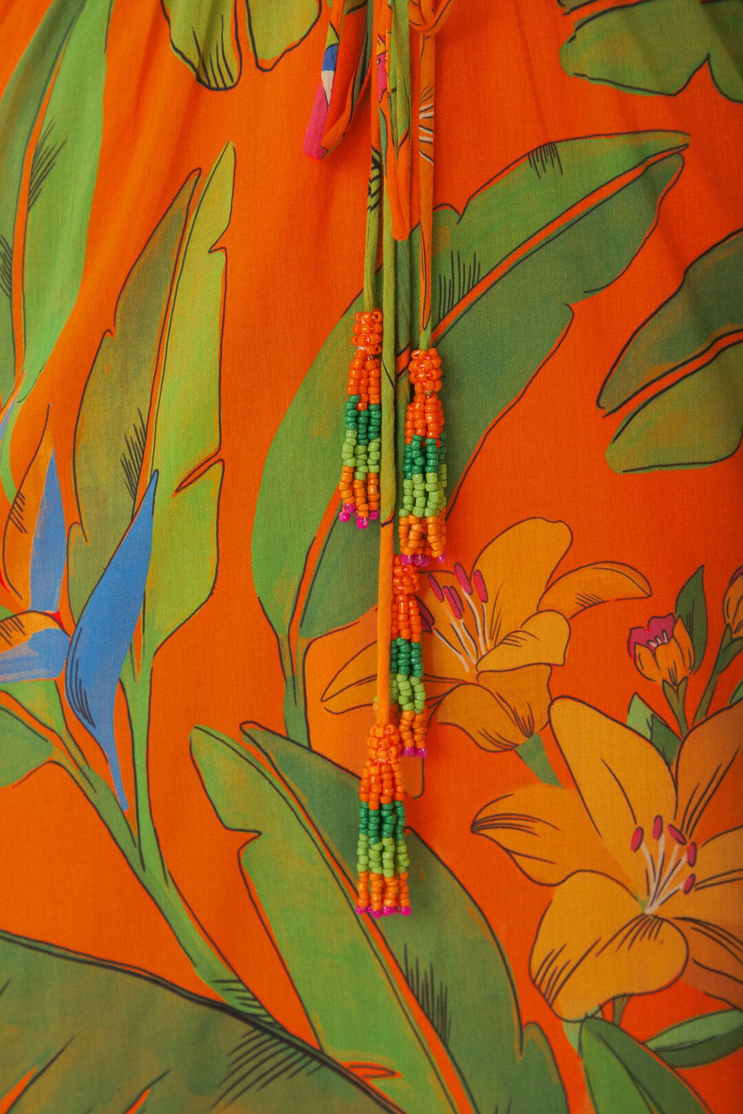 Robe longue Fresh Macaws en coton - Orange