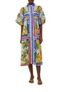 Robe longue Tropical Destination en lin - Multicolore