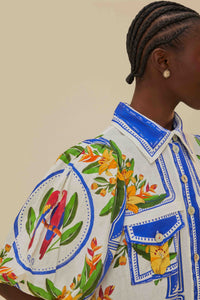 Robe longue Tropical Destination en lin - Multicolore