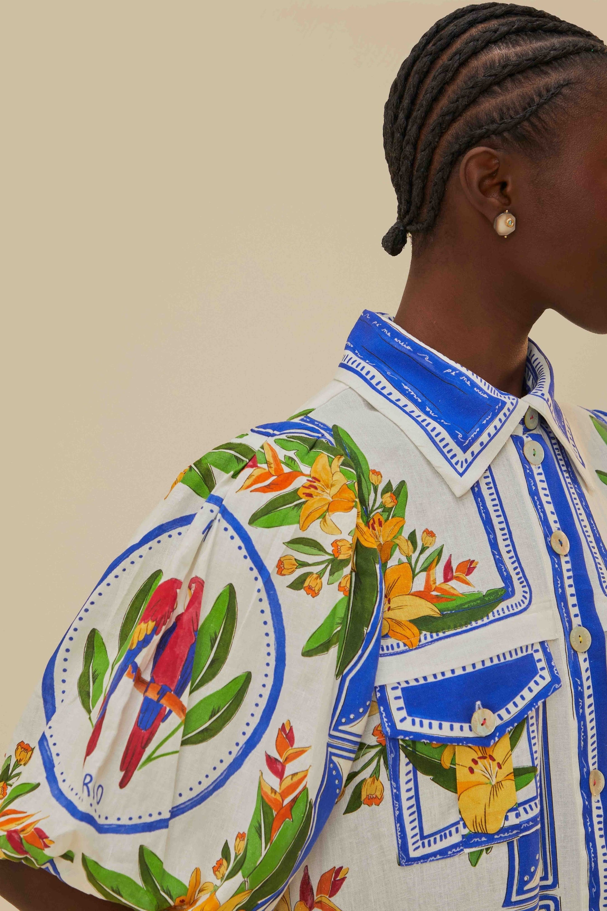 Robe longue Tropical Destination en lin - Multicolore