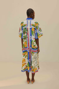 Robe longue Tropical Destination en lin - Multicolore