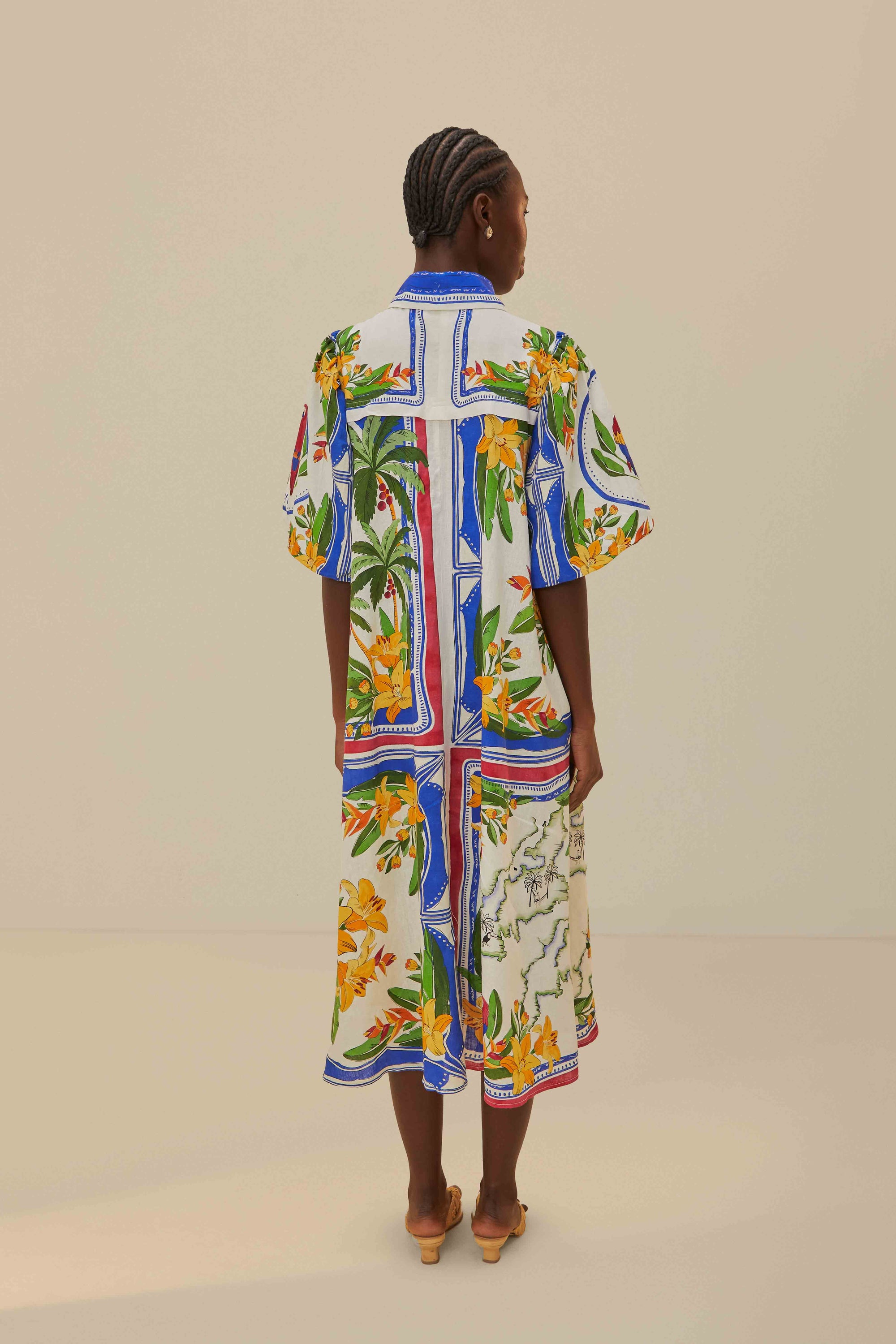 Robe longue Tropical Destination en lin - Multicolore