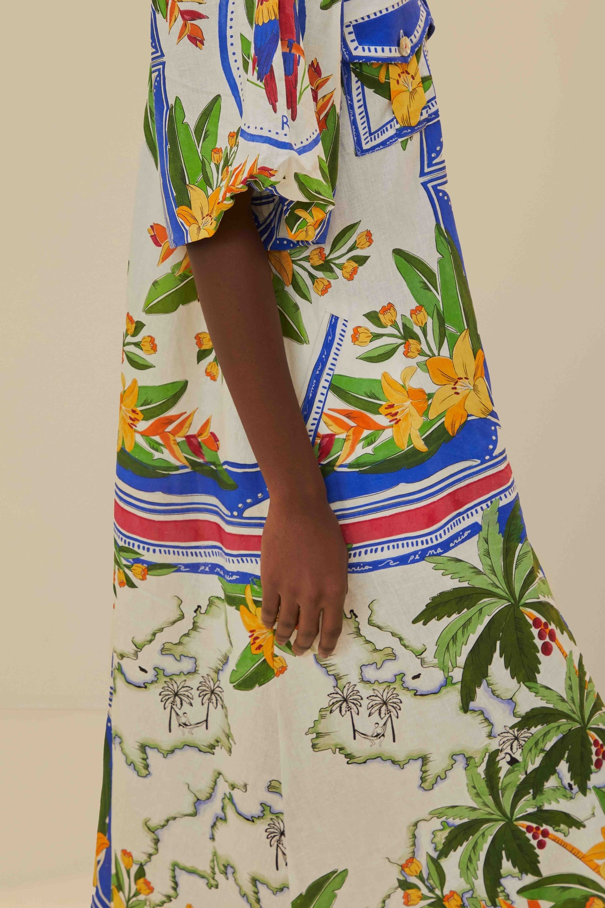 Robe longue Tropical Destination en lin - Multicolore