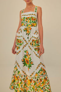 Robe longue Papaya Salad en lin - Jaune
