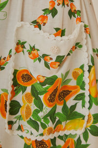 Robe longue Papaya Salad en lin - Jaune