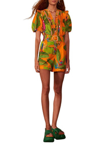 Robe courte Fresh Macaws en coton - Orange