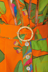 Robe courte Fresh Macaws en coton - Orange