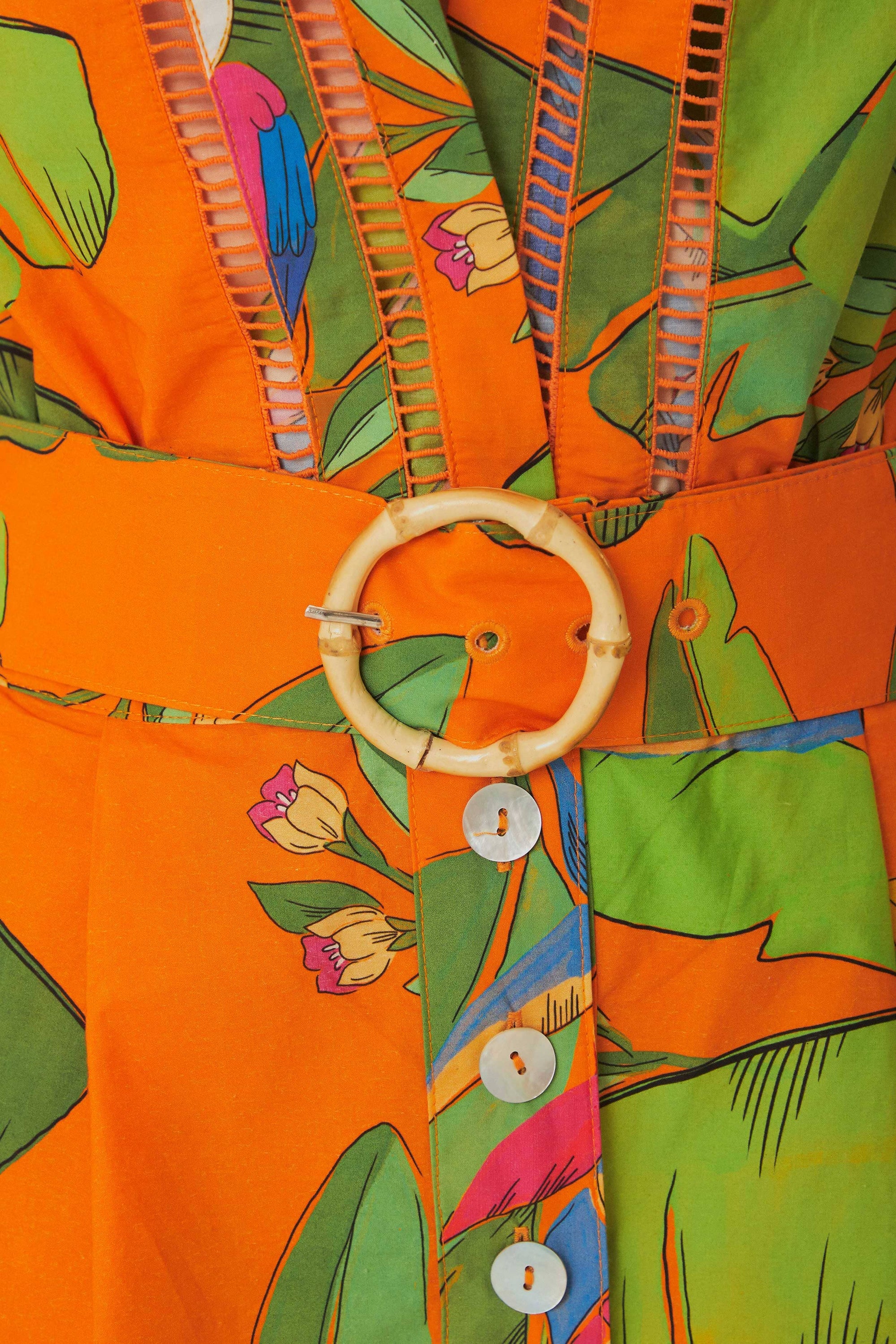 Robe courte Fresh Macaws en coton - Orange