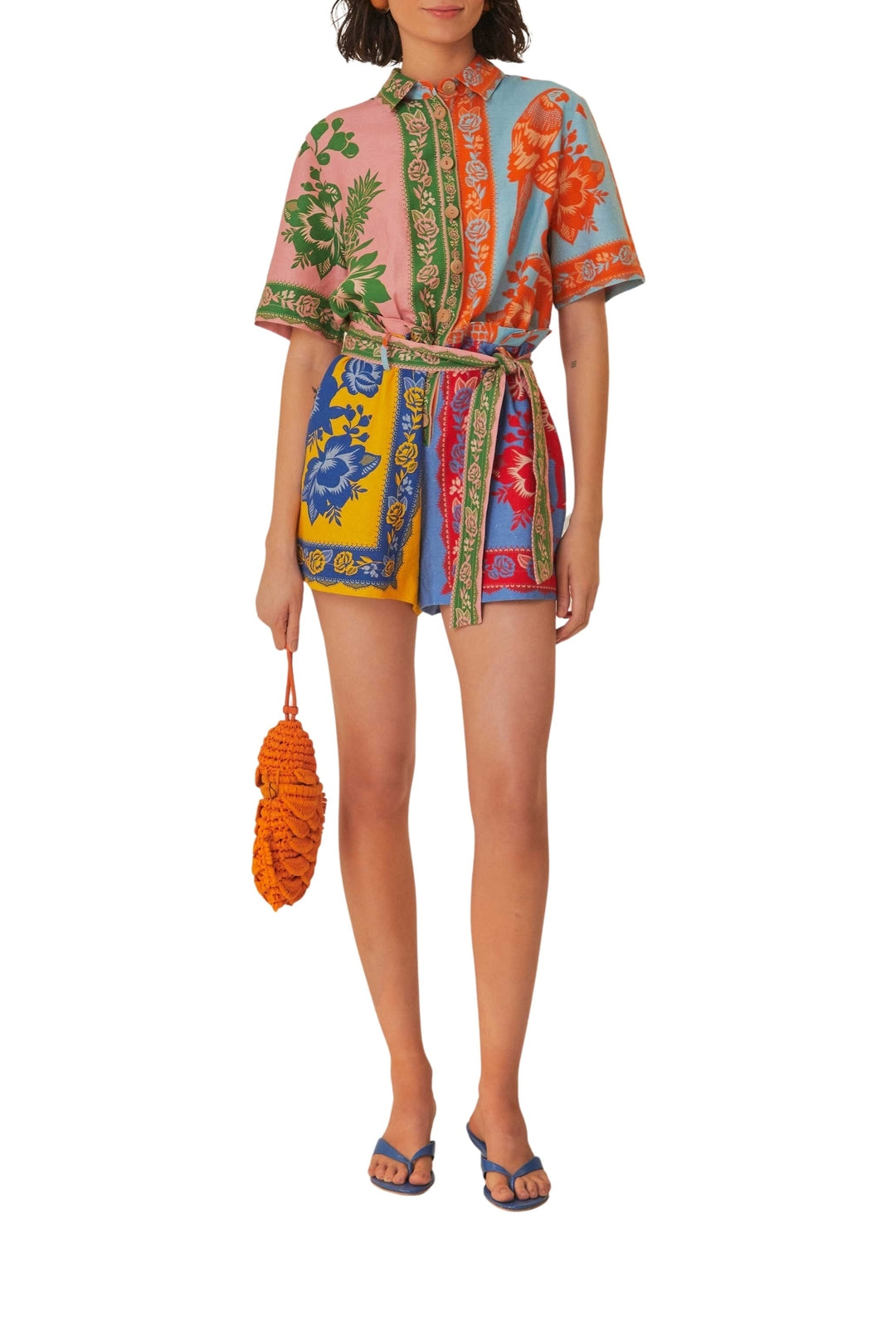 Combi-short Jardin en lin - Multicolore