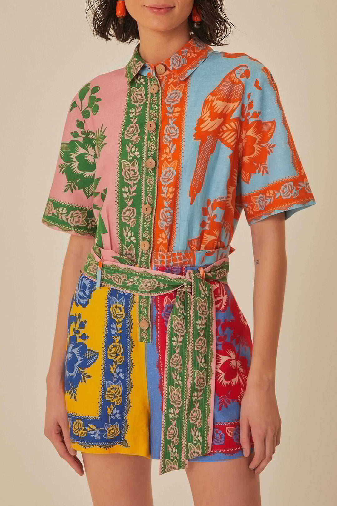Combi-short Jardin en lin - Multicolore
