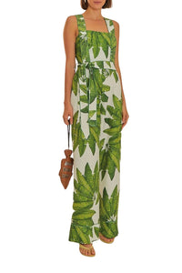 Combinaison Palm Fan en lin - Vert
