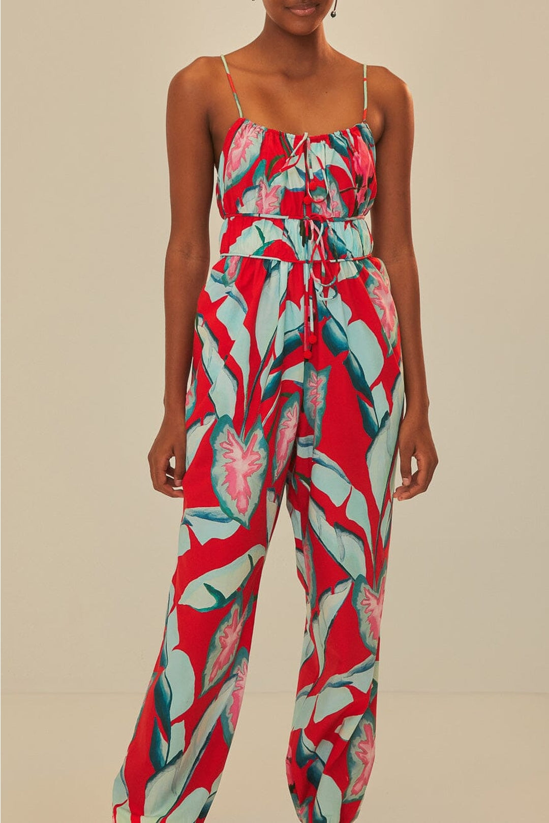 Combinaison Summer Foliage en coton - Rouge