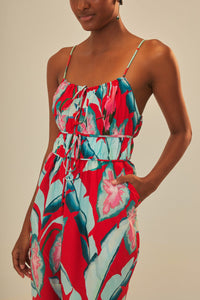 Combinaison Summer Foliage en coton - Rouge