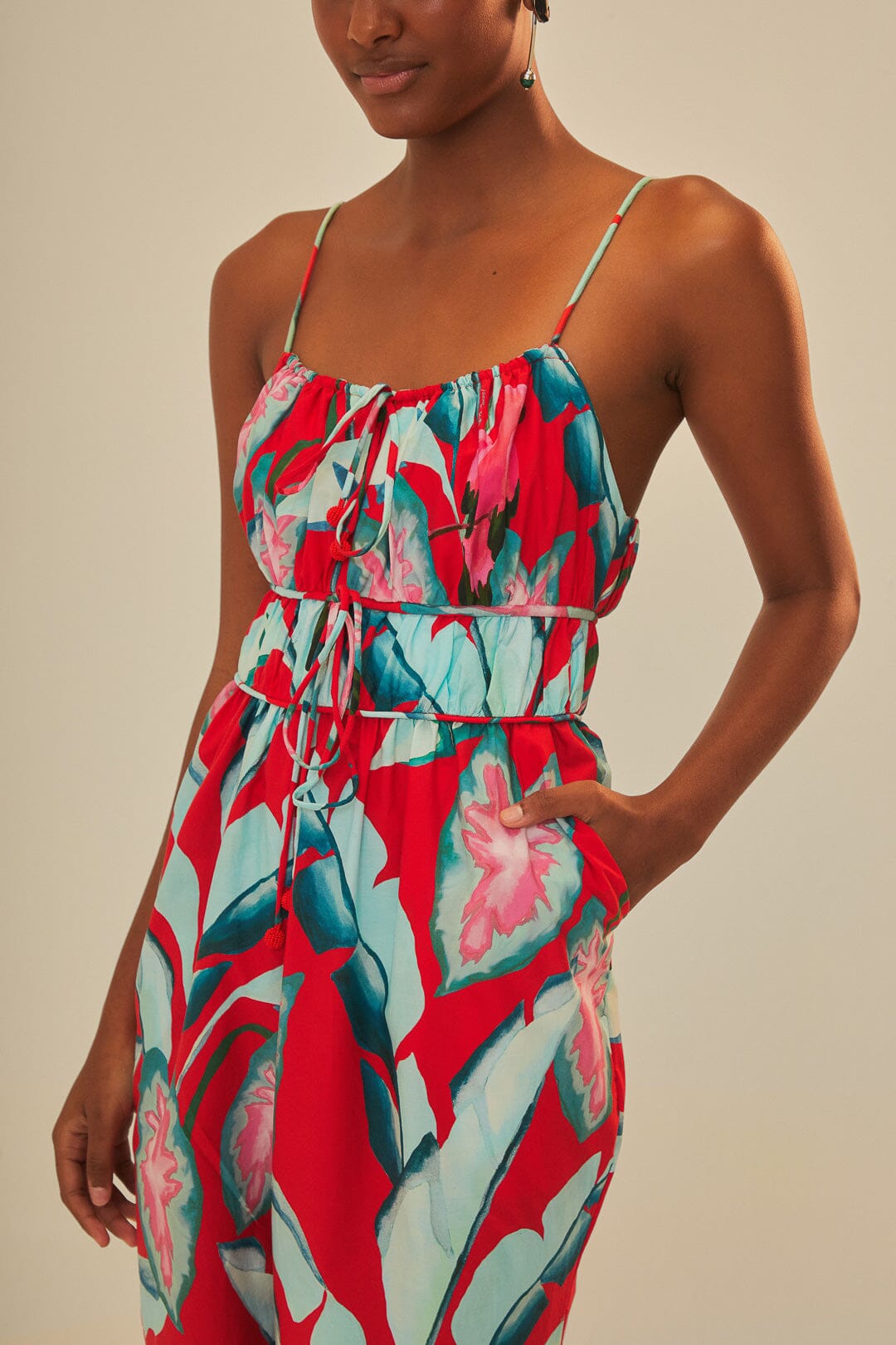 Combinaison Summer Foliage en coton - Rouge