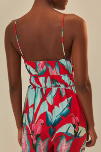 Combinaison Summer Foliage en coton - Rouge