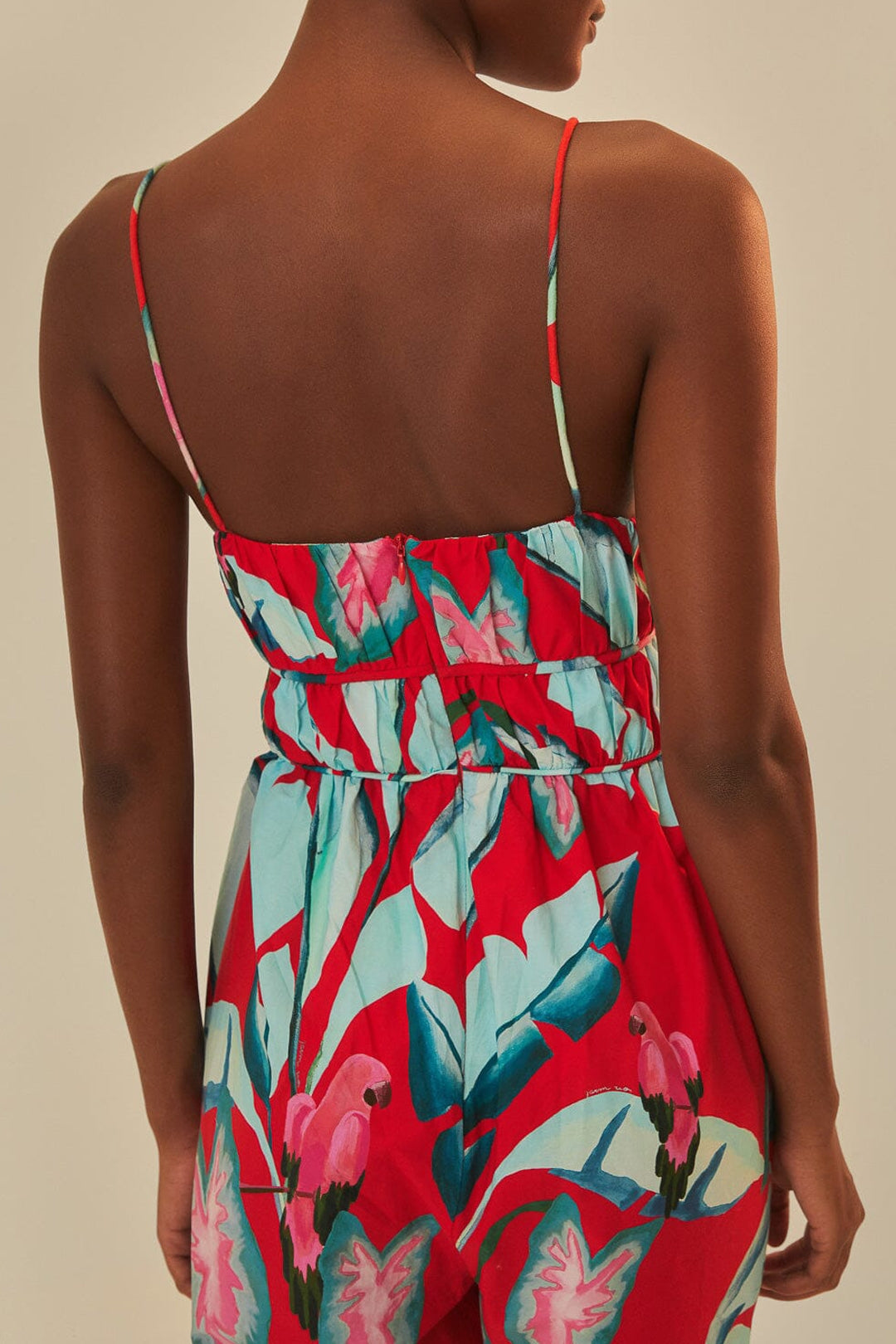Combinaison Summer Foliage en coton - Rouge