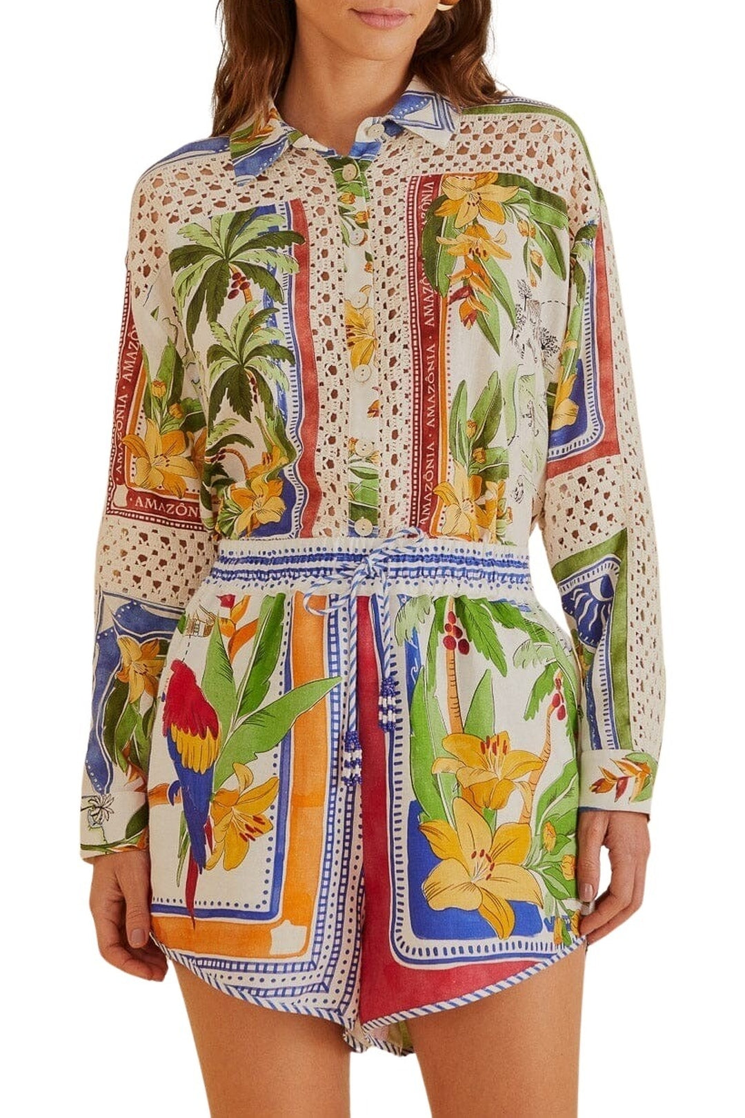 Short Tropical Destination en lin - Multicolore