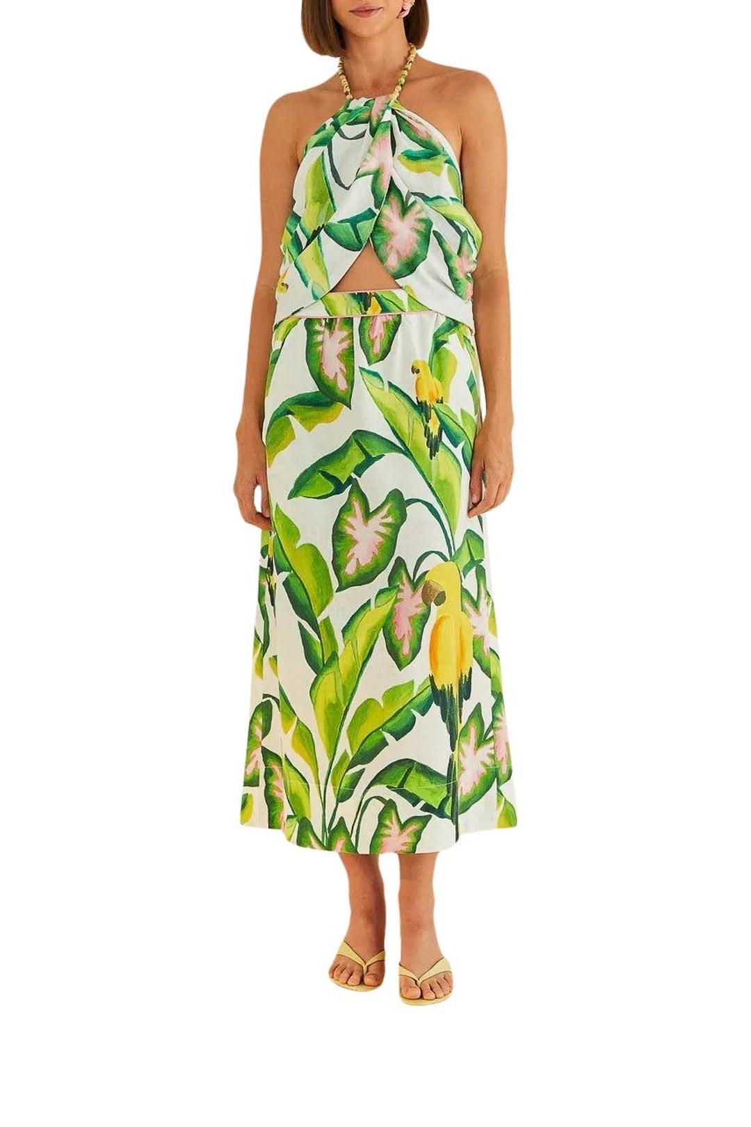 Jupe Summer Foliage en lin - Vert