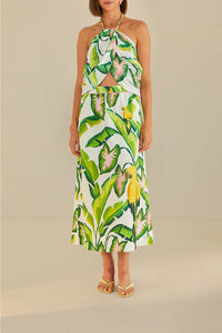 Jupe Summer Foliage en lin - Vert