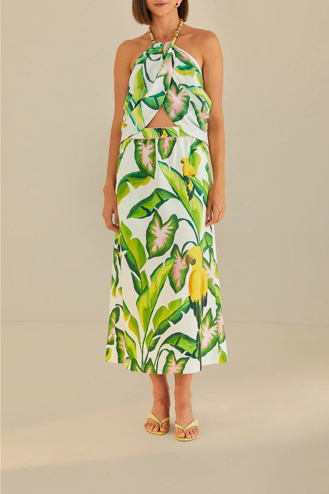 Jupe Summer Foliage en lin - Vert