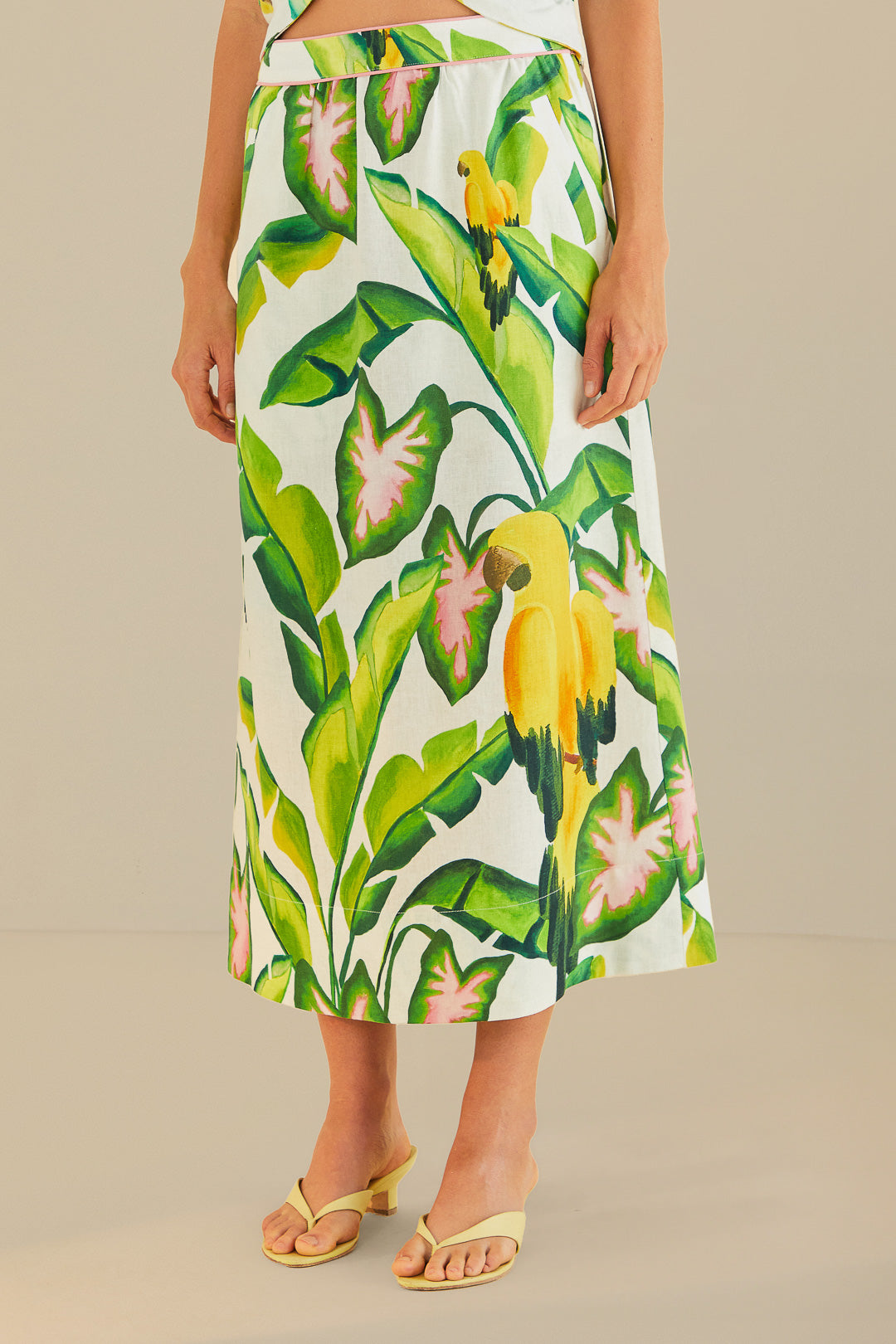 Jupe Summer Foliage en lin - Vert