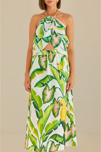 Jupe Summer Foliage en lin - Vert